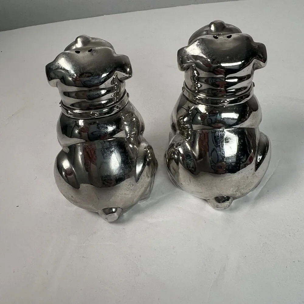 Pottery Barn Bulldog Salt & Pepper Shakers unused original box